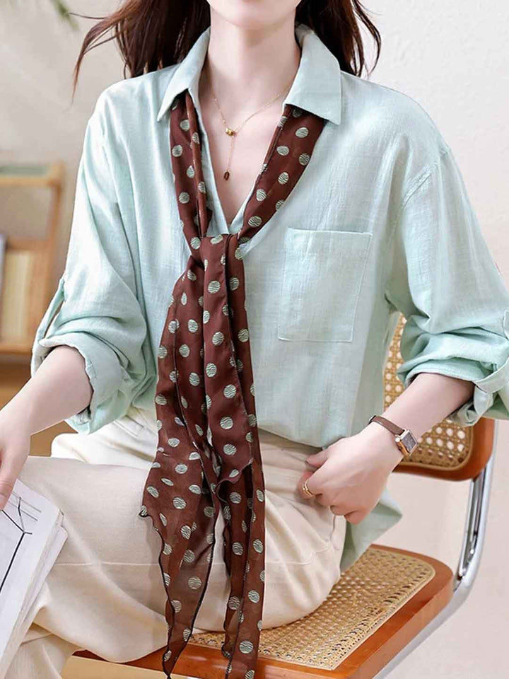 Abigail Loose Polo Collar Tie Shirt