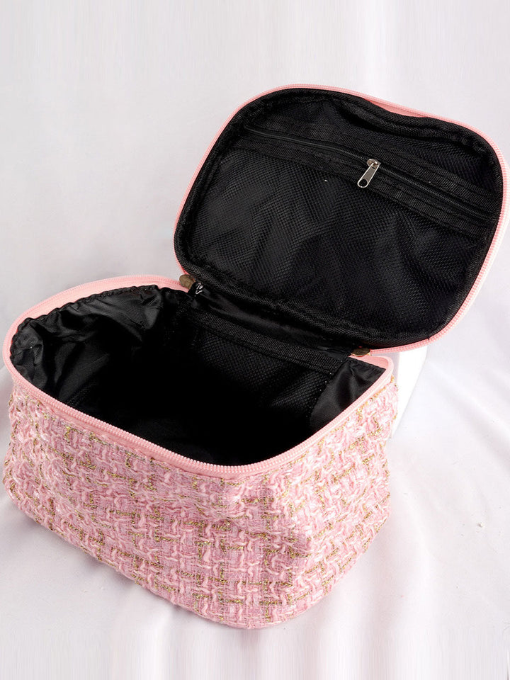 40Pcs Tweed Style Makeup Bag And Brushes Set Professional Tools