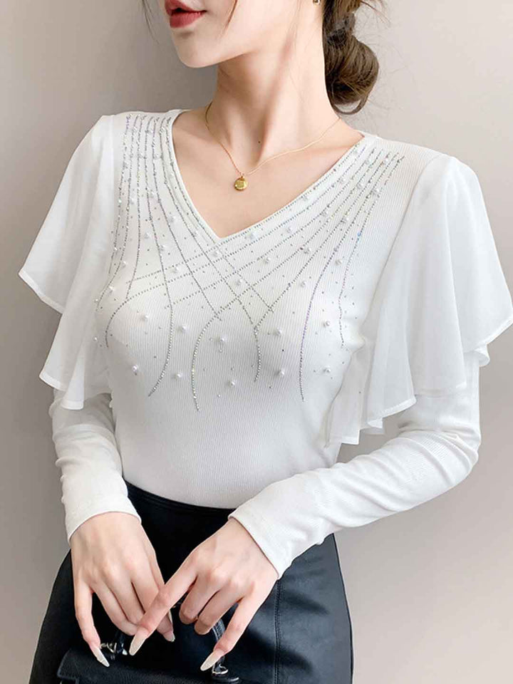 Savannah Slim V-Neck Rhinestone Top