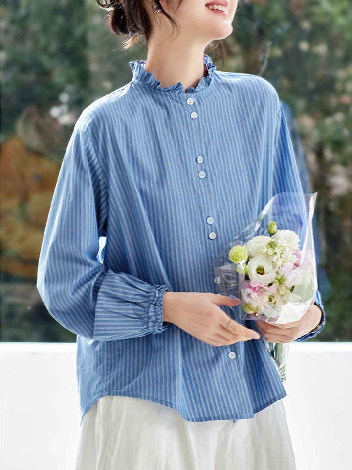 Chloe Daily Auricular Collar Striped Top