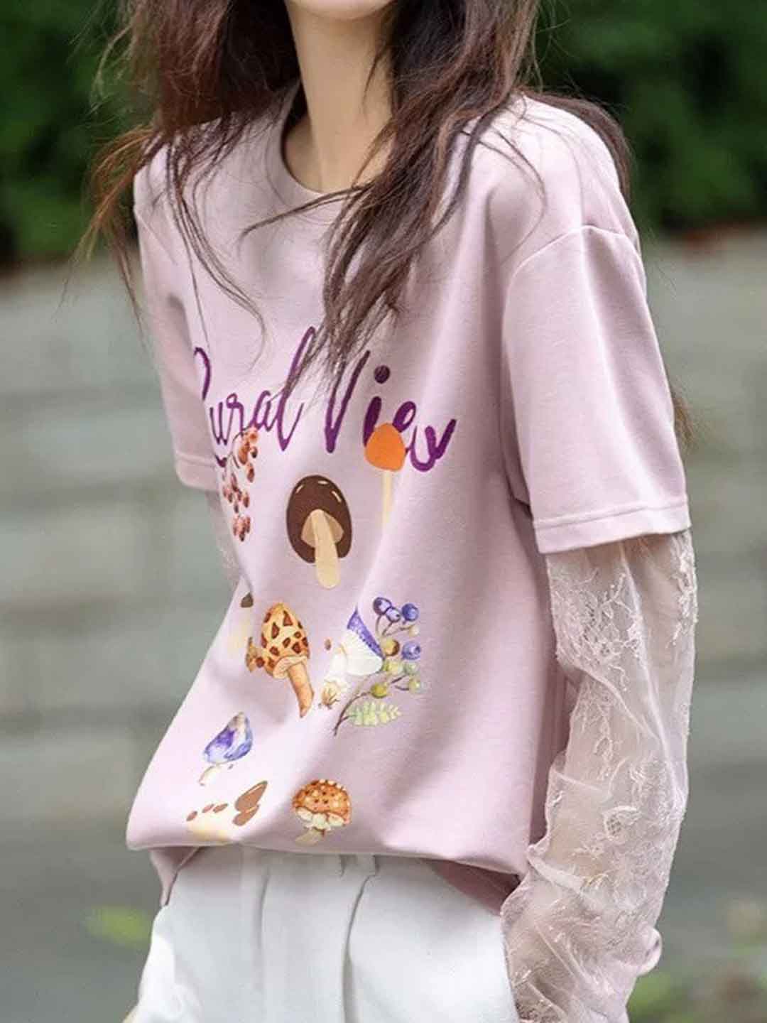 Lillian Daily Crew Neck Patchwork Printed Top