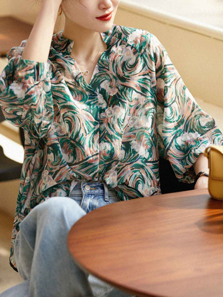 Layla Retro V-Neck Printed Top