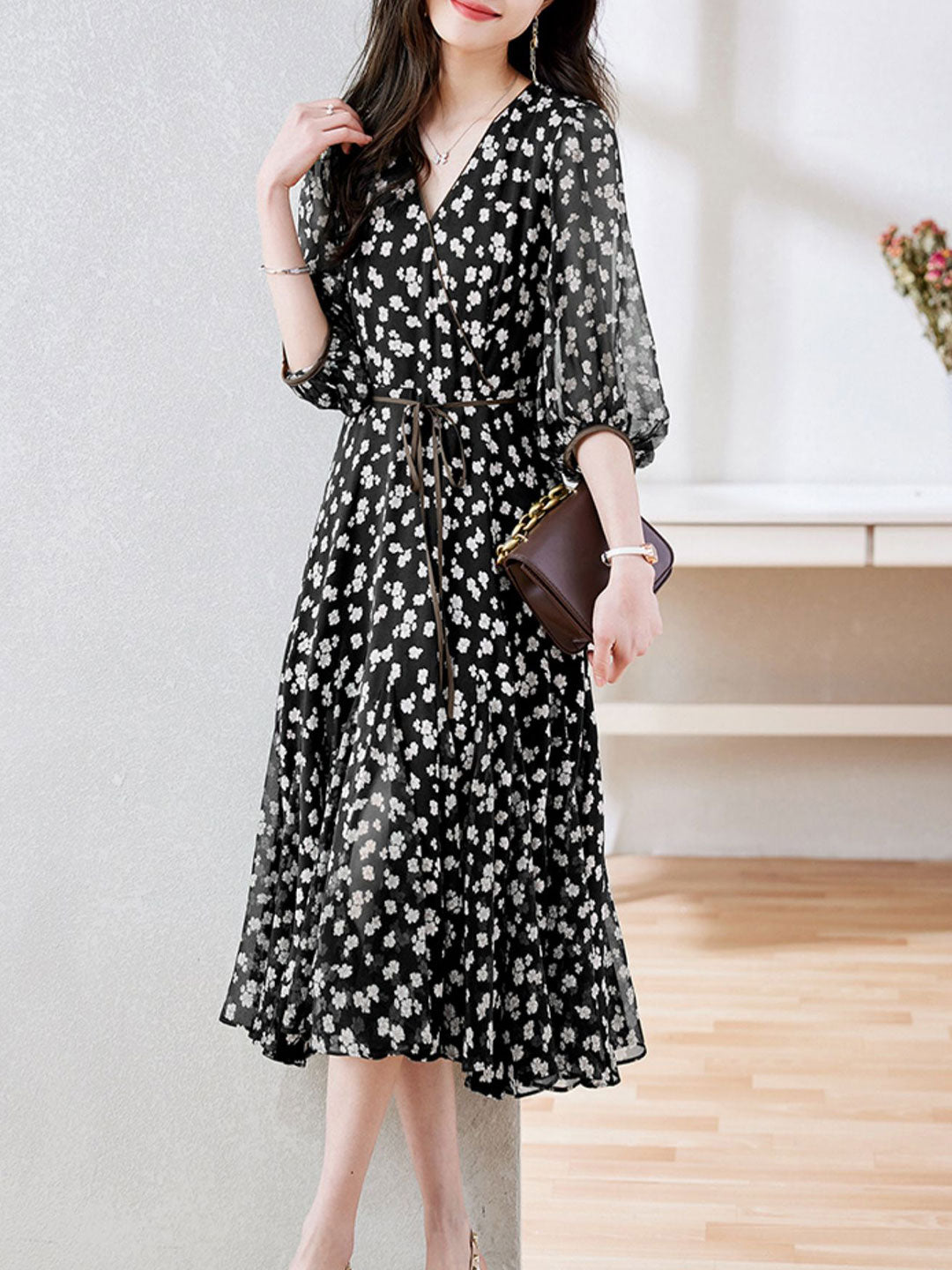 Molly Retro Floral Wrap Waisted Dress-Green Smile just love Molly Retro Floral Wrap Waisted Dress-Green Smile just love