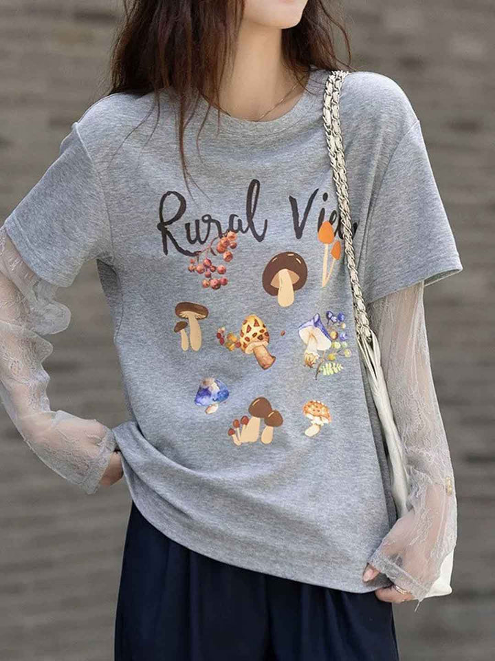 Lillian Daily Crew Neck Patchwork Printed Top