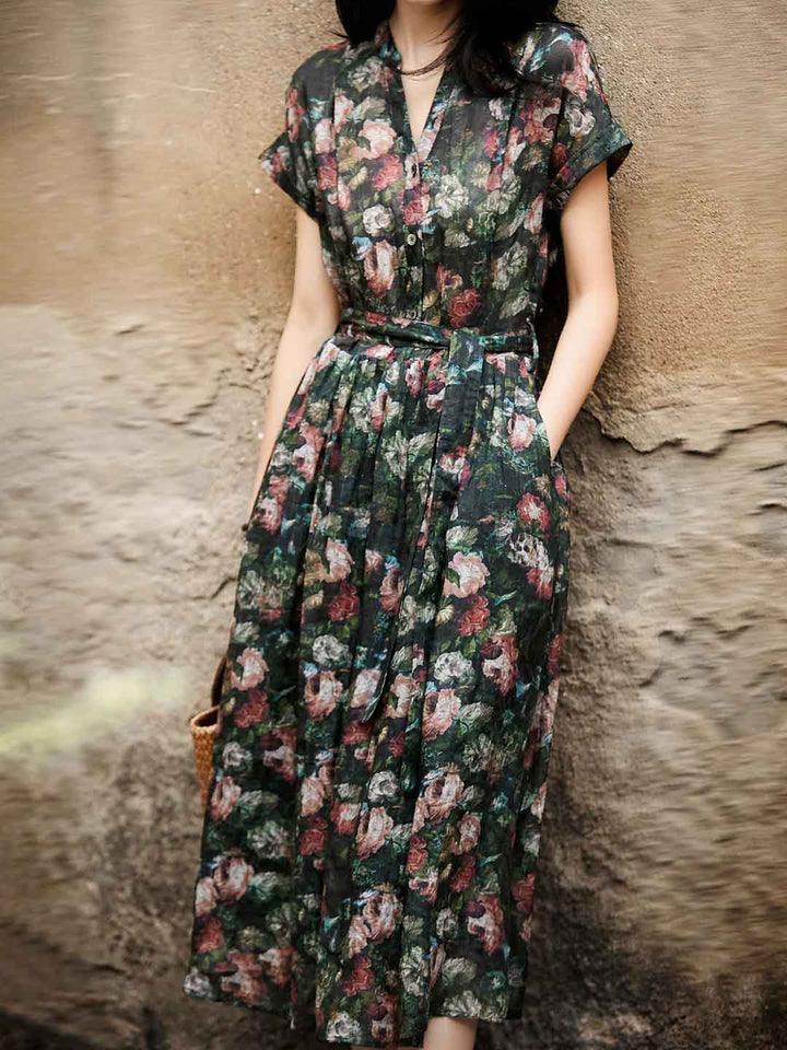 Elizabeth Vacation V-Neck Floral Printed Dress
