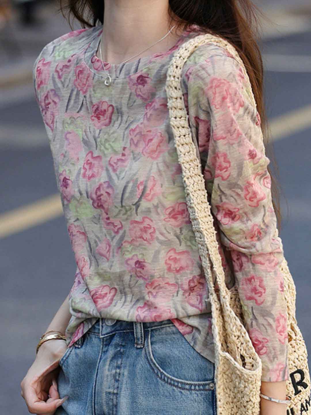 Avery Loose Crew Neck Printed Top