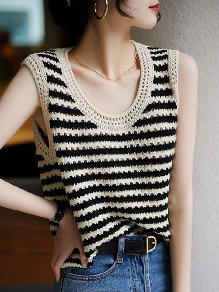 Destiny Casual Striped Hollowed Knitted Vest