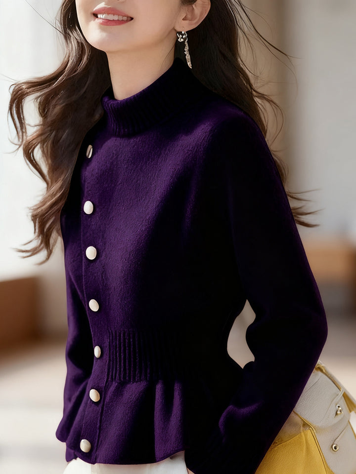 Valeria Slim Turtleneck Solid Color Pullover Knitted Top