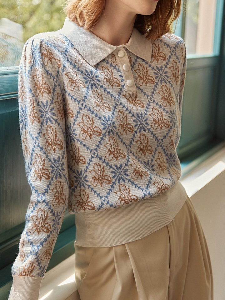 Slim Fit Knit Pullover-Beige