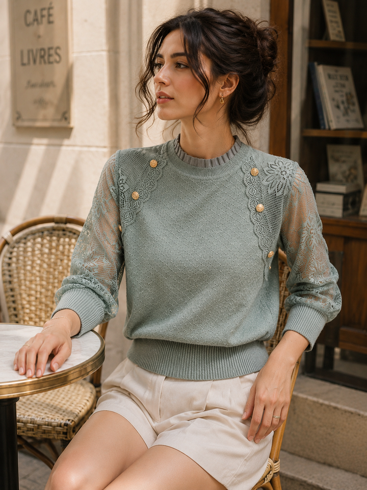 Natalie Retro Auricular Hollowed Knitted Sweater