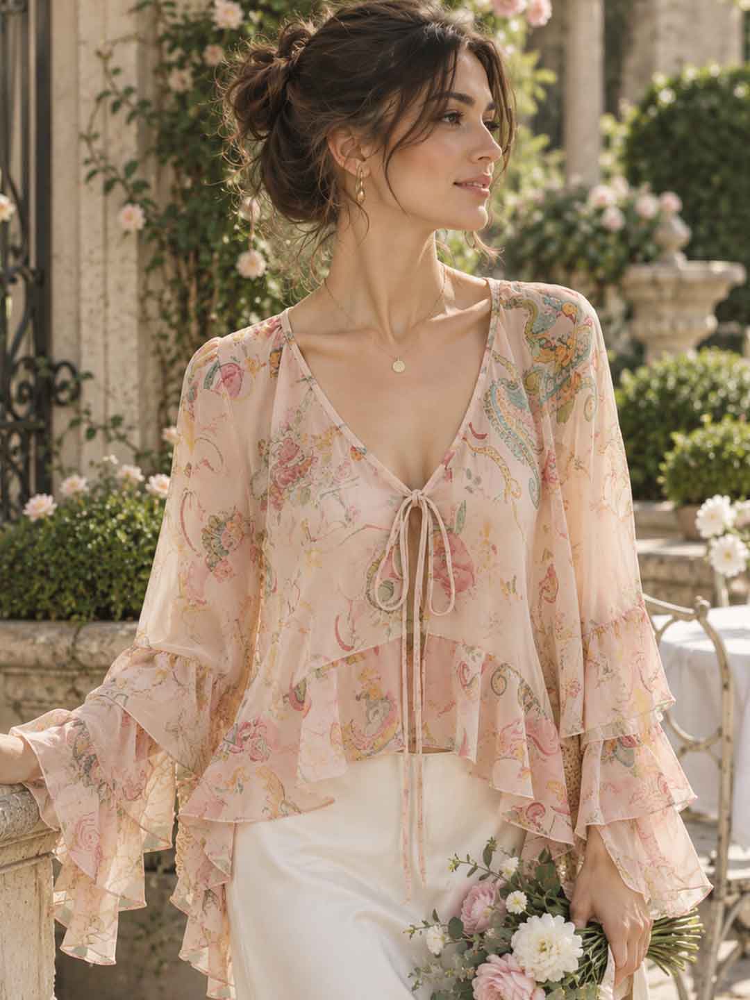 New Bell Sleeves Printed Shirt