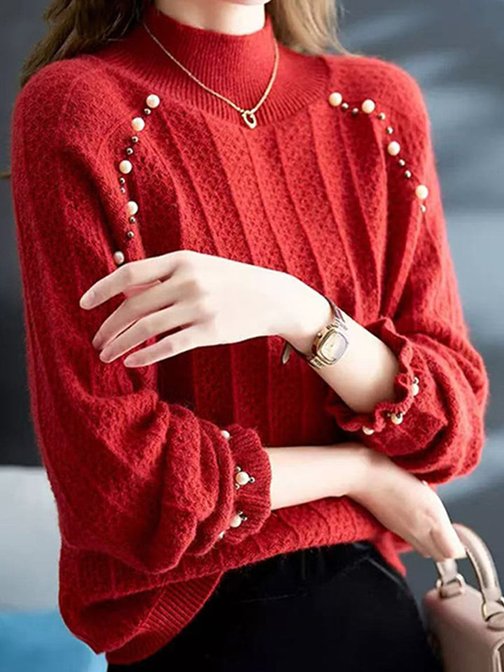 Sophia Retro Loose Pullover Beaded Sweater