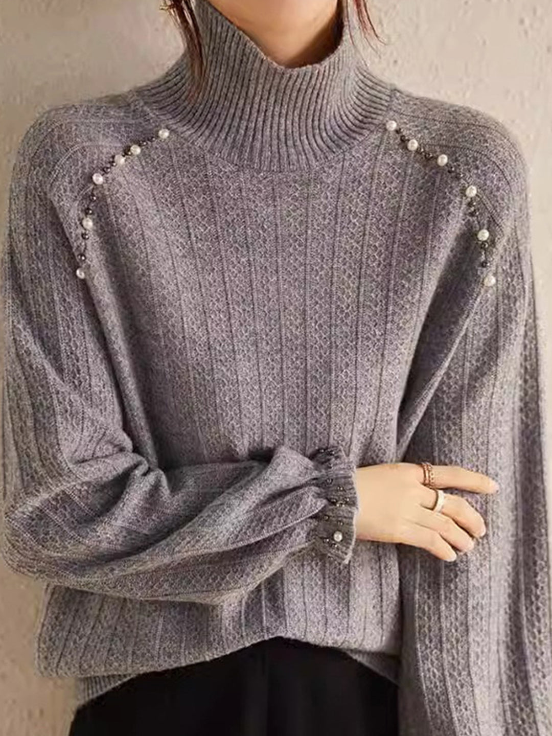 Sophia Retro Loose Pullover Beaded Sweater