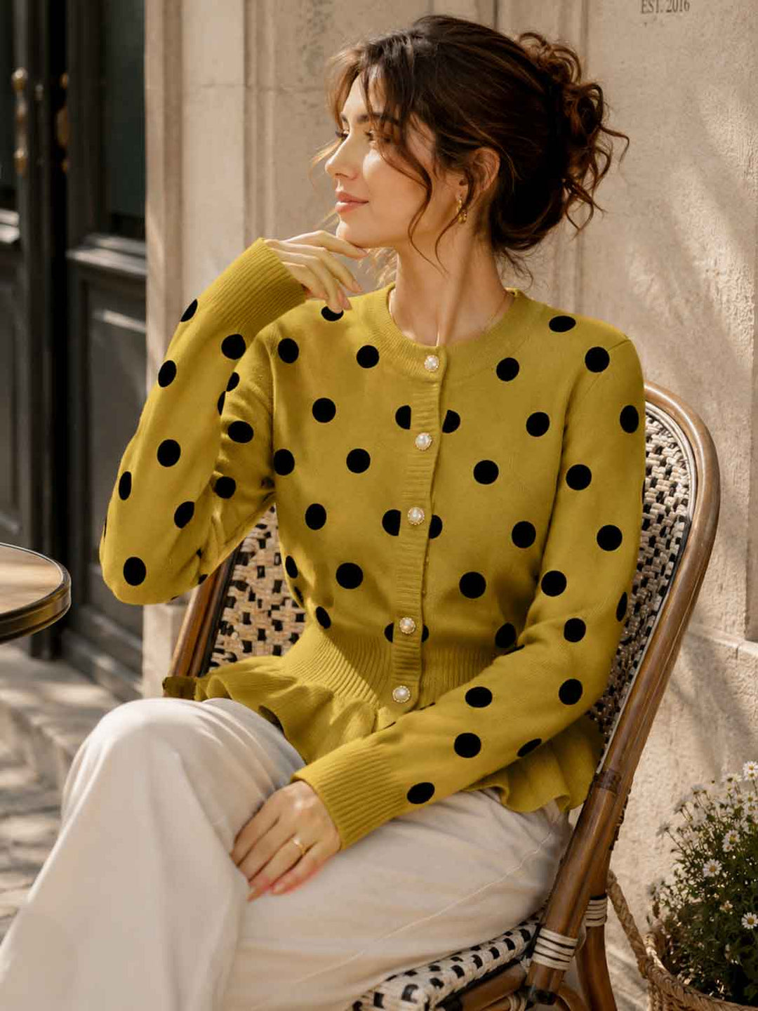 Polka Dot Slim-fit Knit Top