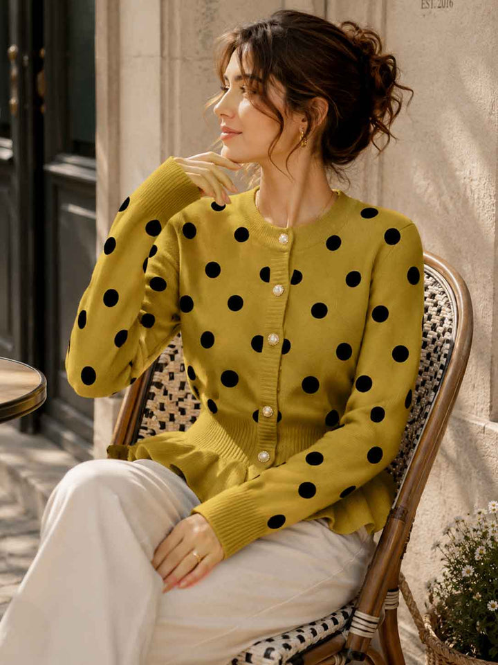 Polka Dot Slim-fit Knit Top