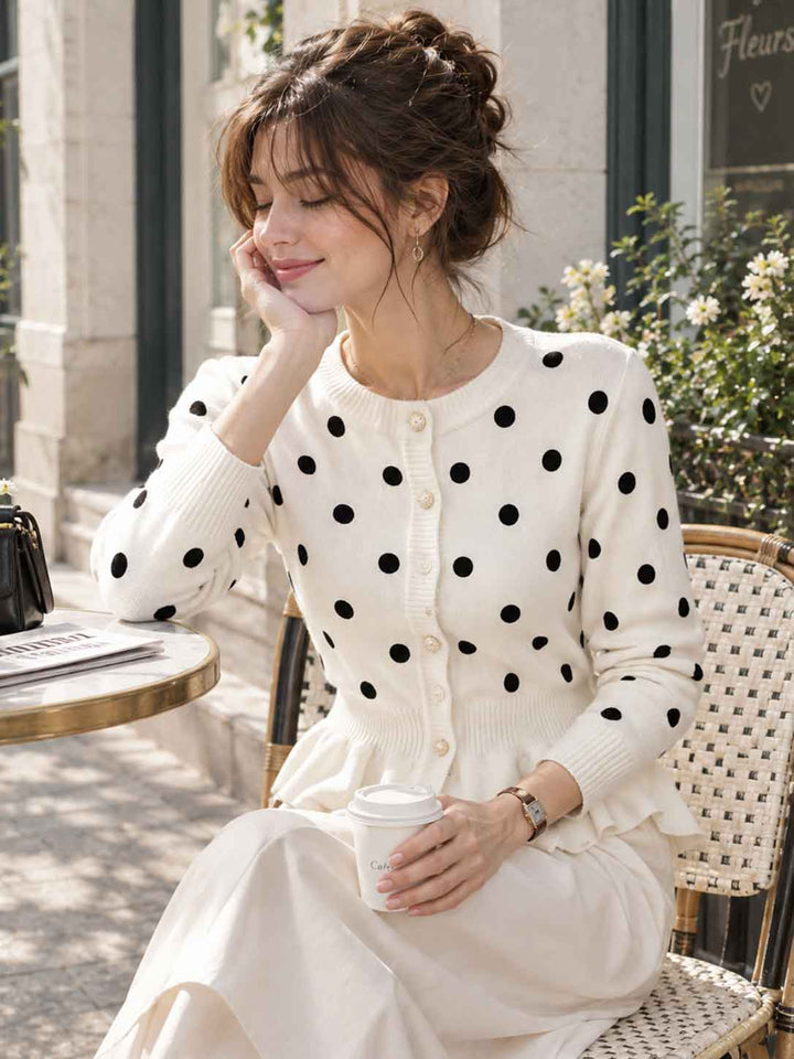 Polka Dot Slim-fit  Knit Top