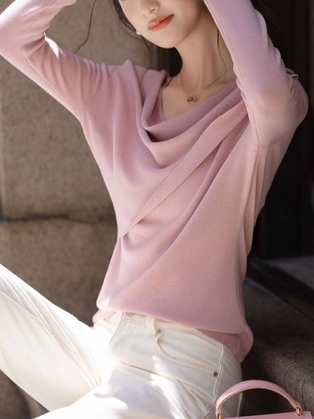 Lily Slim Swing Collar Knitted Top