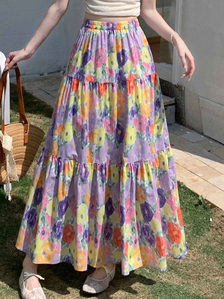 Lily Retro Painting Printed A-line Skirt