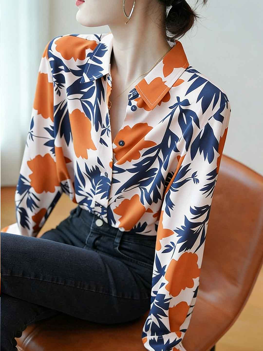 Jocelyn Loose Lapel Printed Shirt