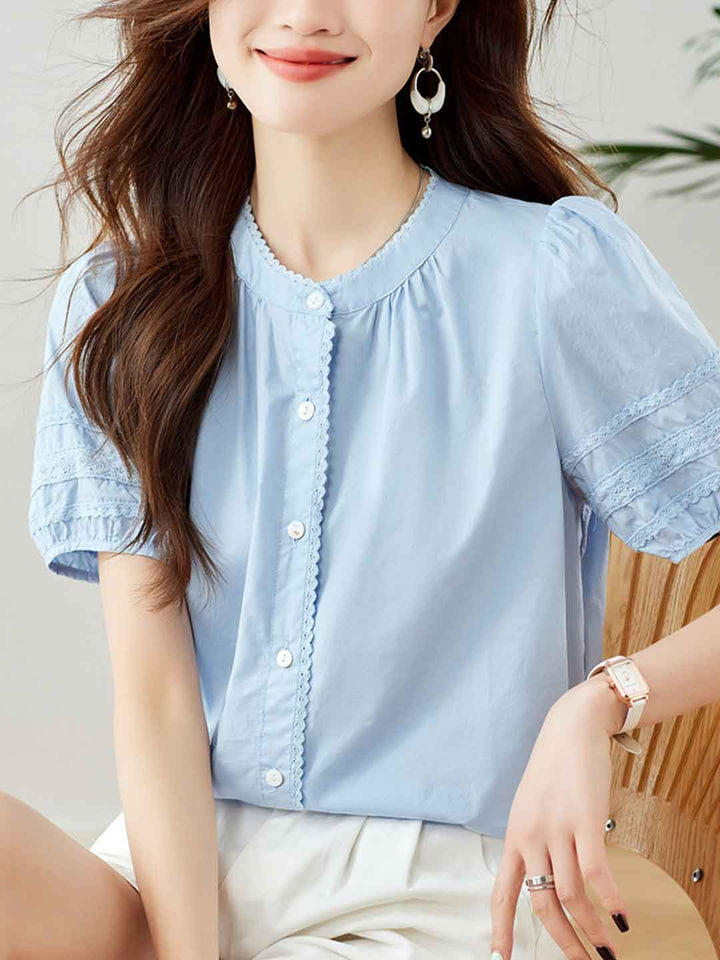 Camila Chic Crew Neck Puff Sleeve Shirt