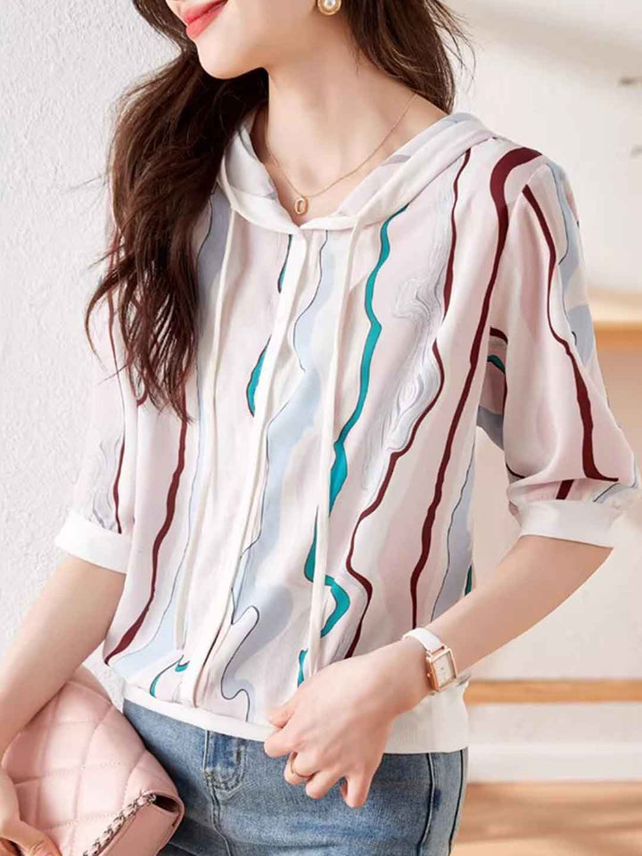 Victoria Loose Hooded Printed Top