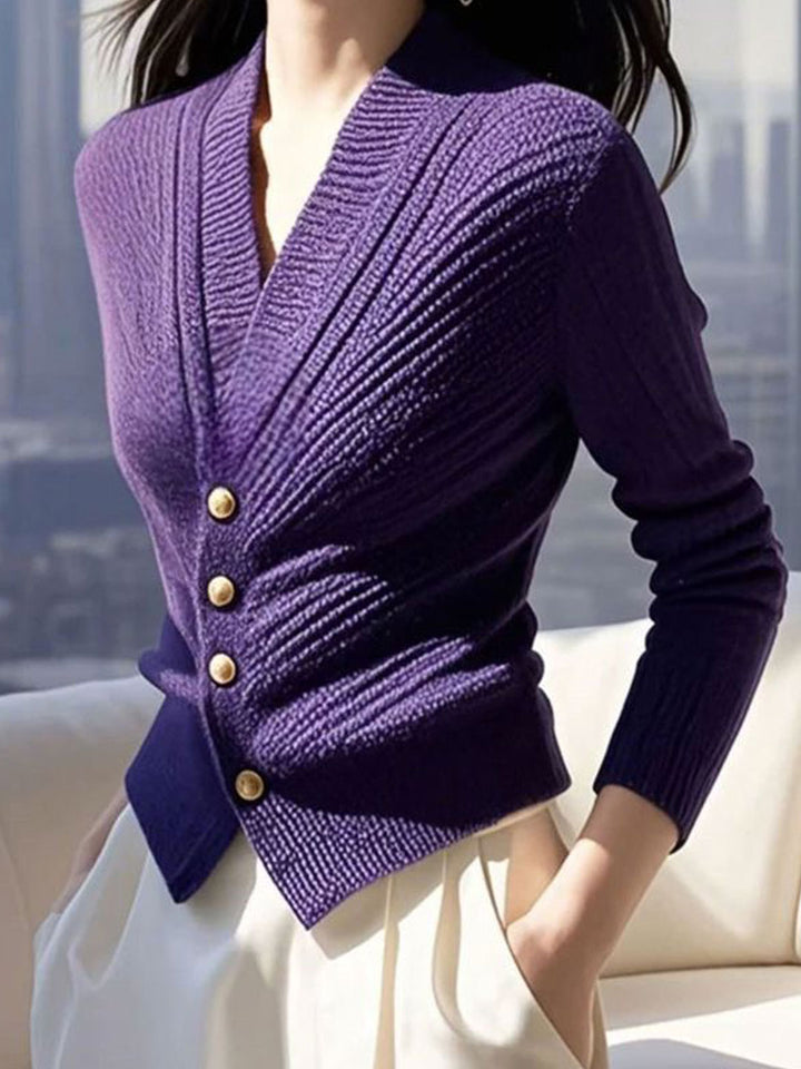 Sophia Slim V-Neck Striped Knitted Cardigan