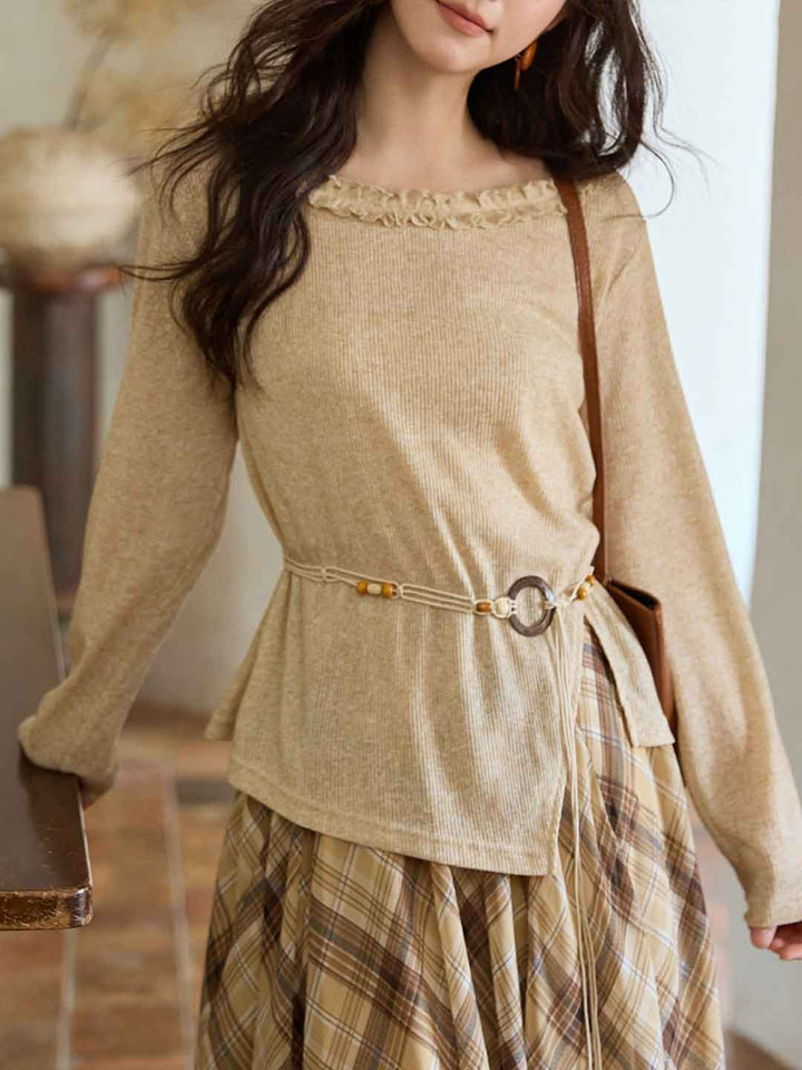 Kylie Slim Auricular Collar Knitted Top