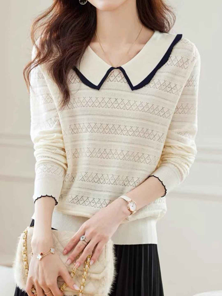 Nevaeh Classic Doll Collar Hollowed Knitted Top