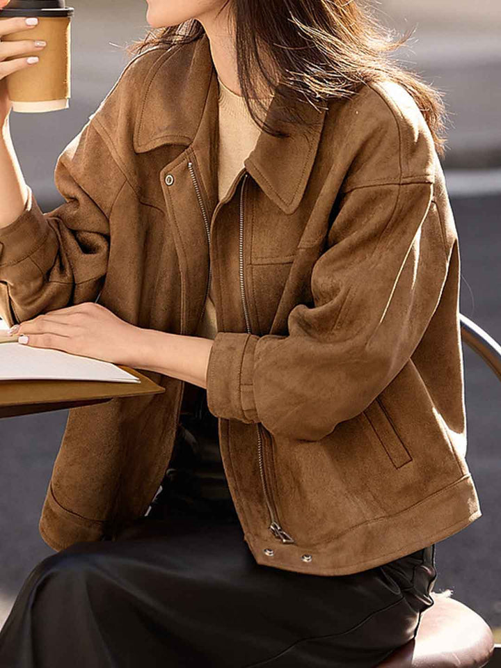 Ella Casual Lapel Suede Jacket
