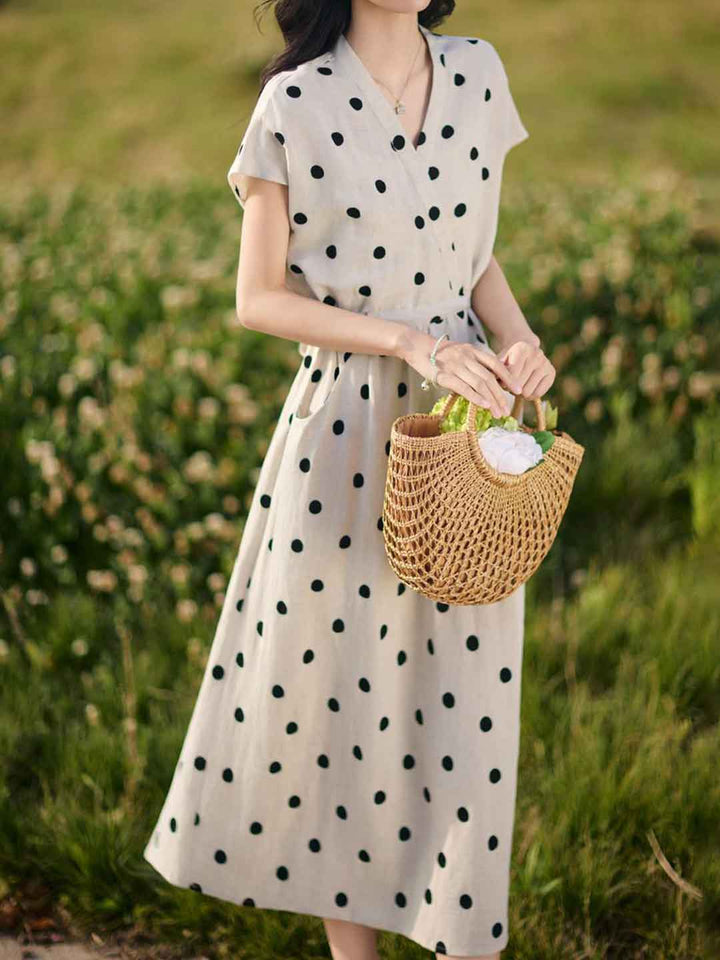 Sophie Retro V-Neck Polka Dot Dress