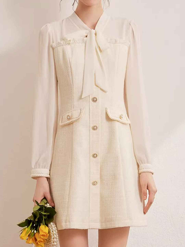 Olivia Elegant V-Neck Waisted Bow Dress
