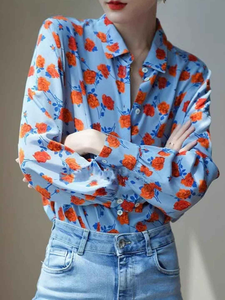 Chloe Classic Polo Printed Chifffon Shirt