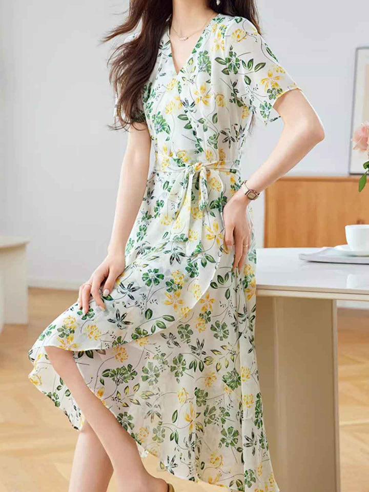 Camil Vacation V-Neck Floral Chiffon Dress