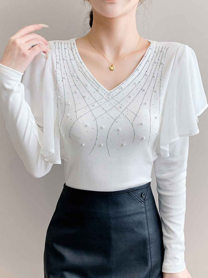 Savannah Slim V-Neck Rhinestone Top