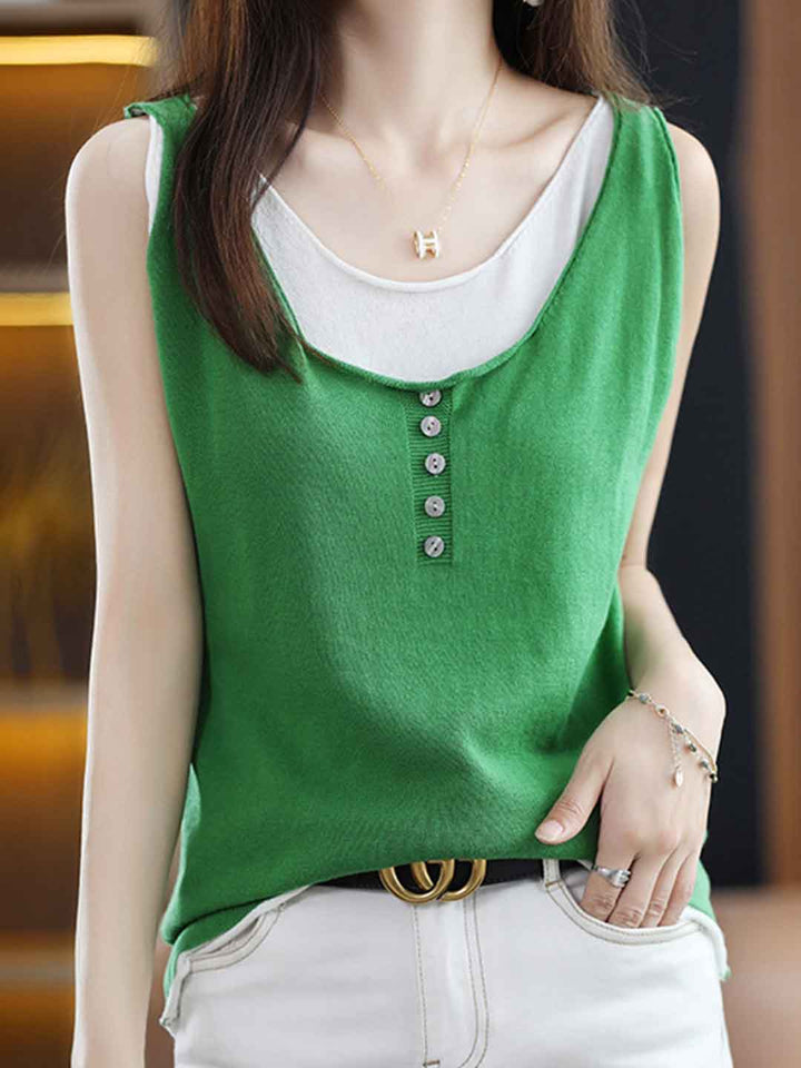 Kaylee Loose Knitted Mock Two-Piece Vest