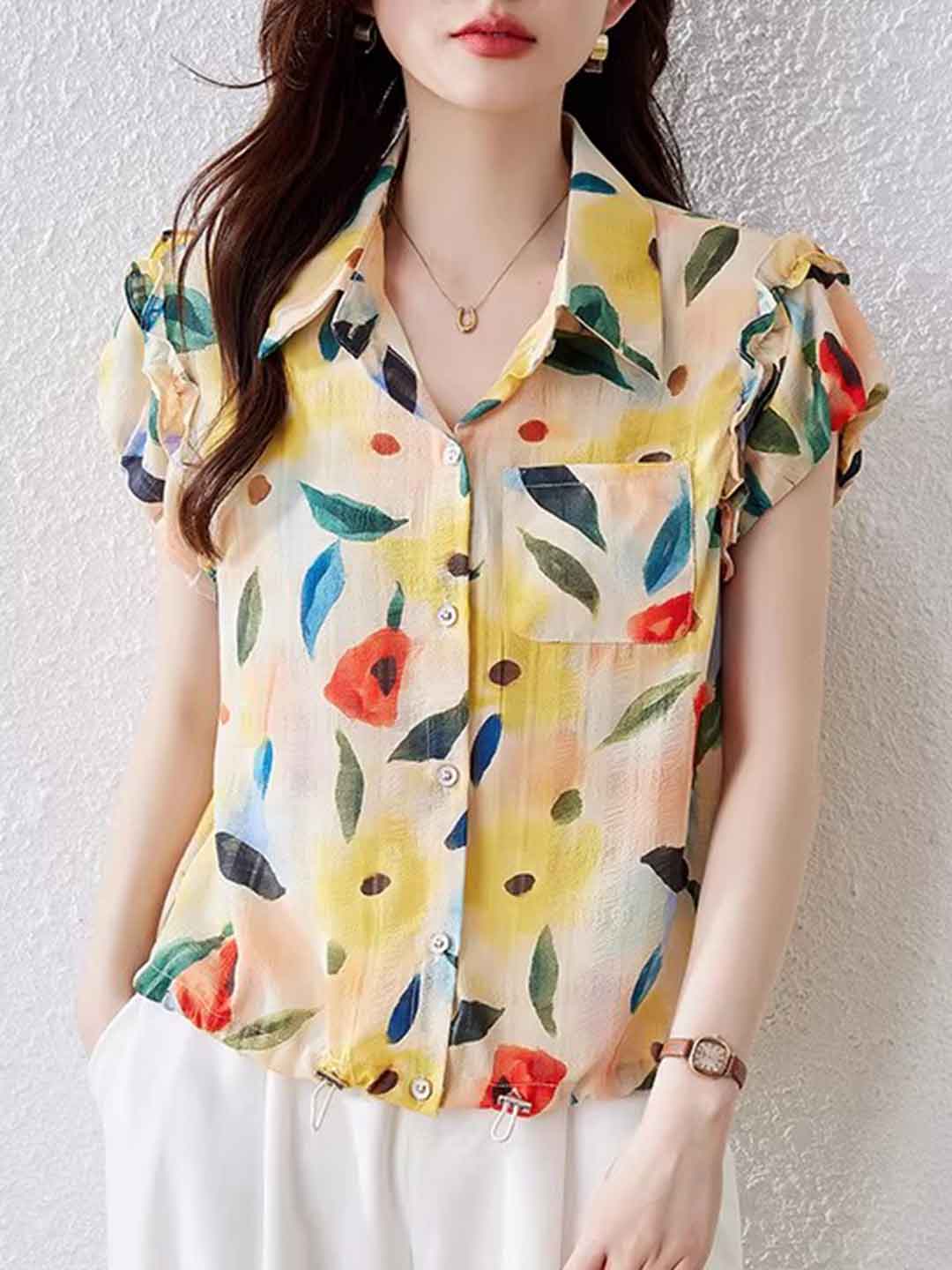 Ava Casual Polo Floral Printed Shirt