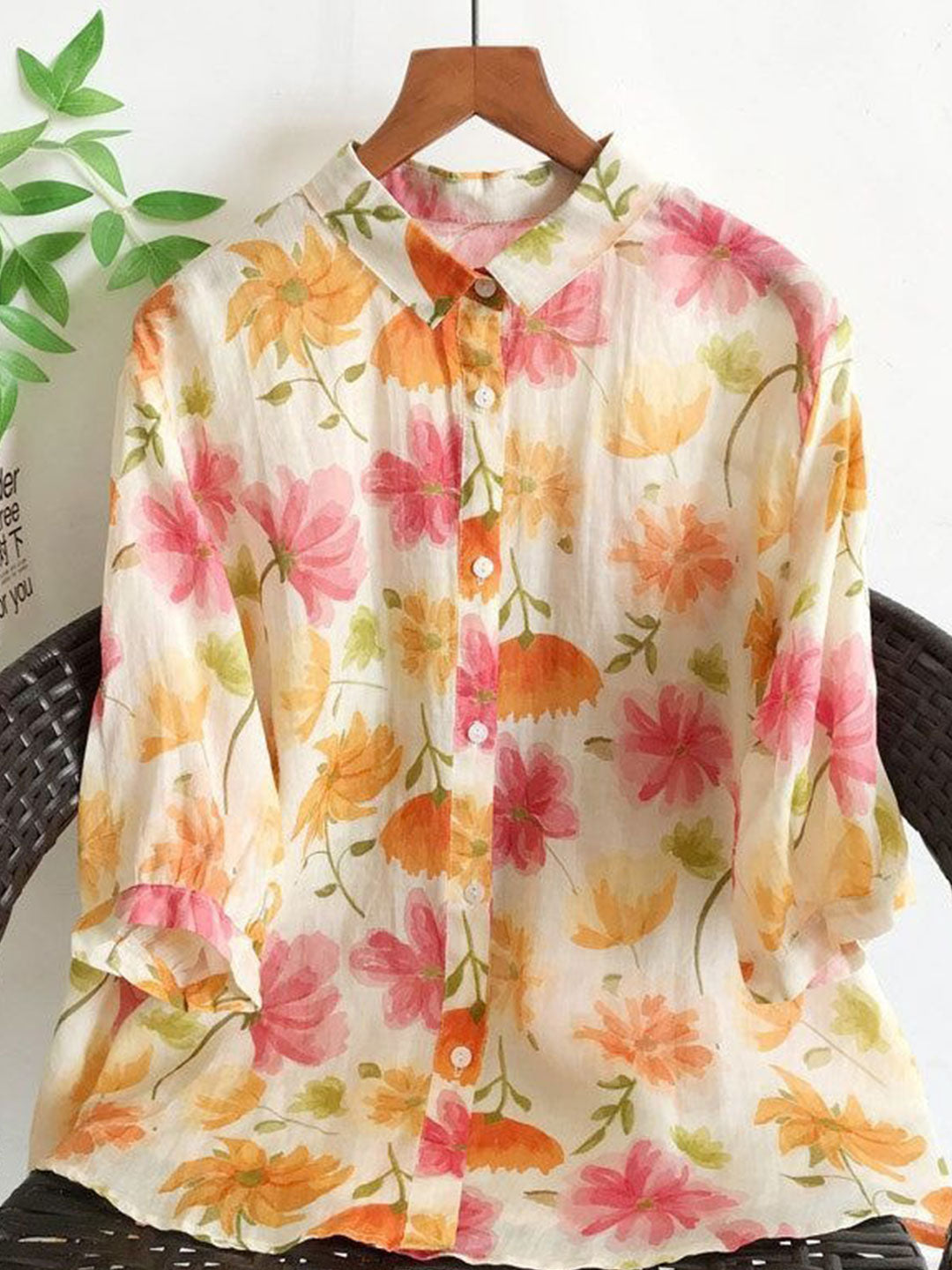 Sarah Loose Laple Floral Printed Shirt