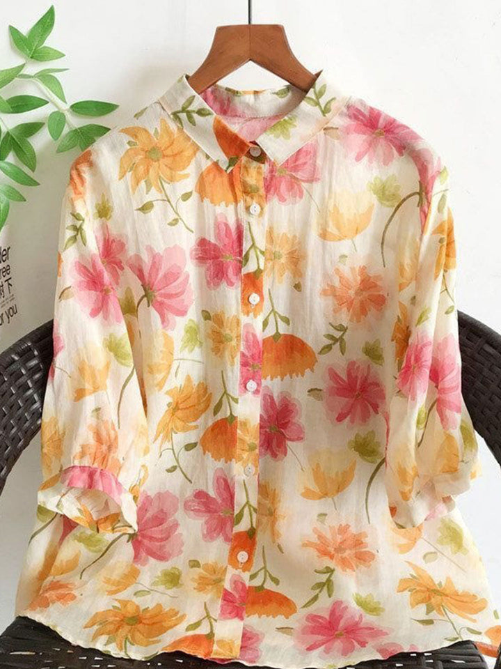 Sarah Loose Laple Floral Printed Shirt