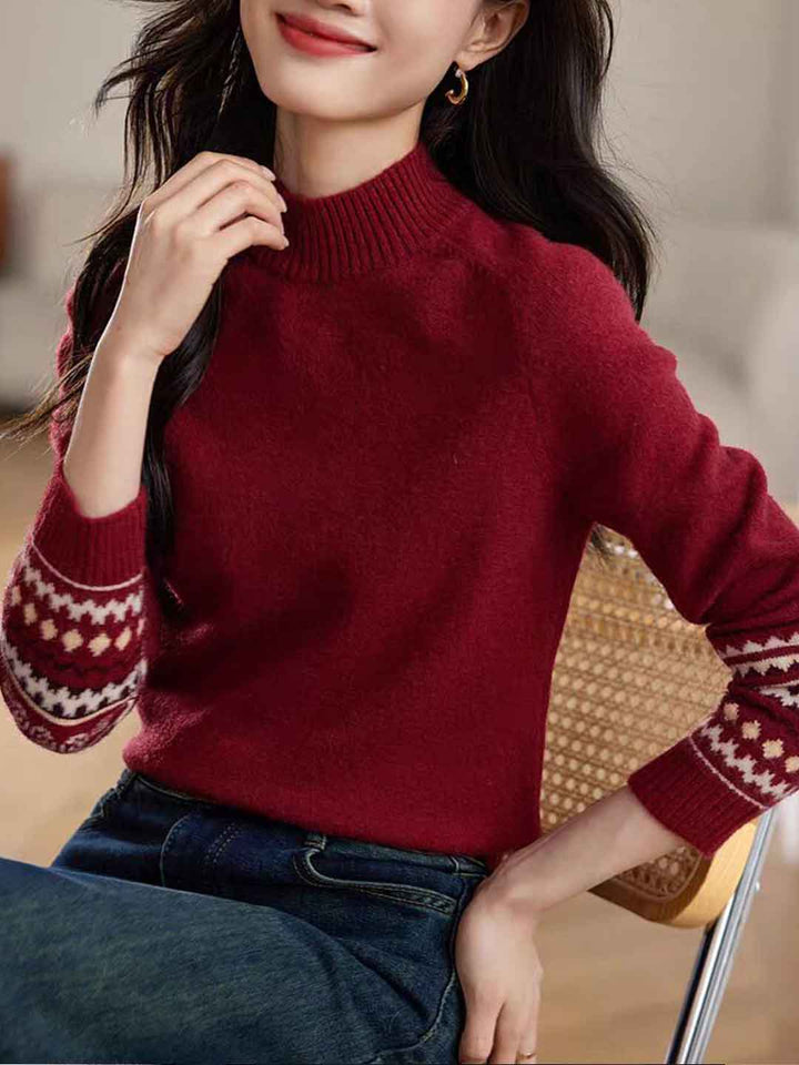 Lillian Classic Turtleneck Jacquard Knitted Sweater
