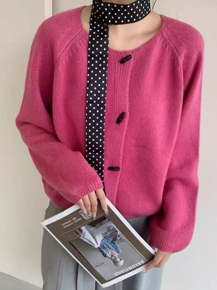 Zoe Loose Crew Neck Duffle Knitted Cardigan