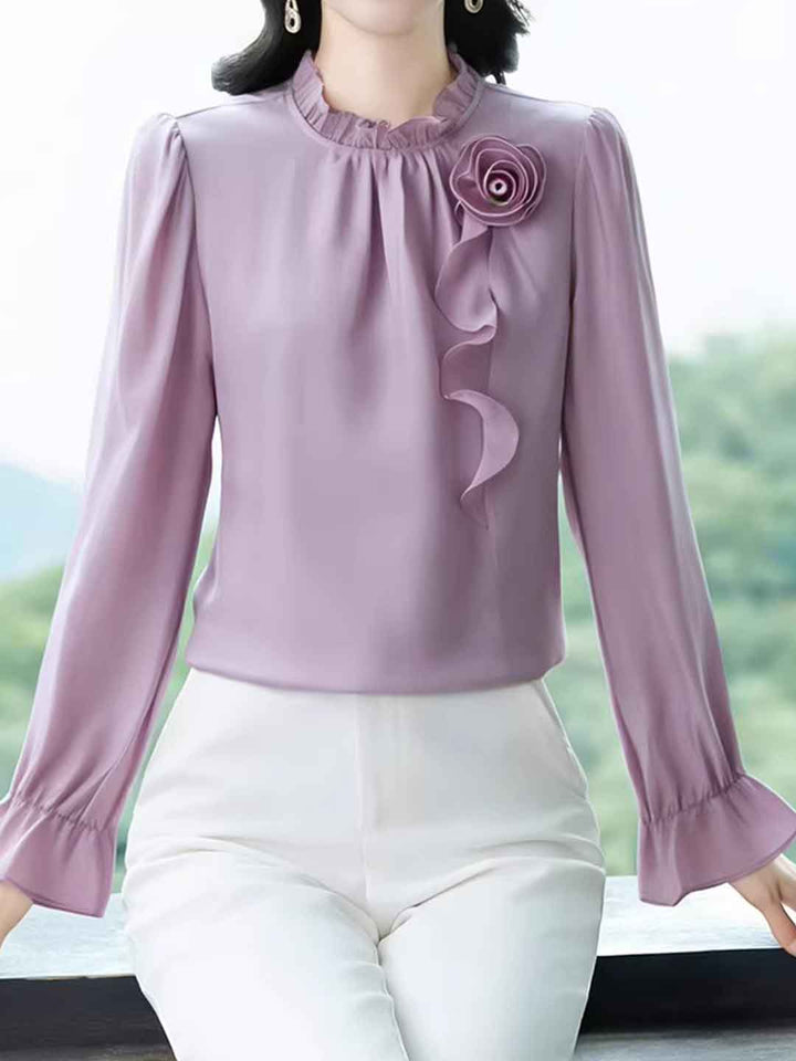 Kaylee Elegant Auricular Flare Sleeve Flower Top