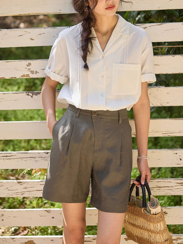 Ava Casual Lapel Solid Color Shirt