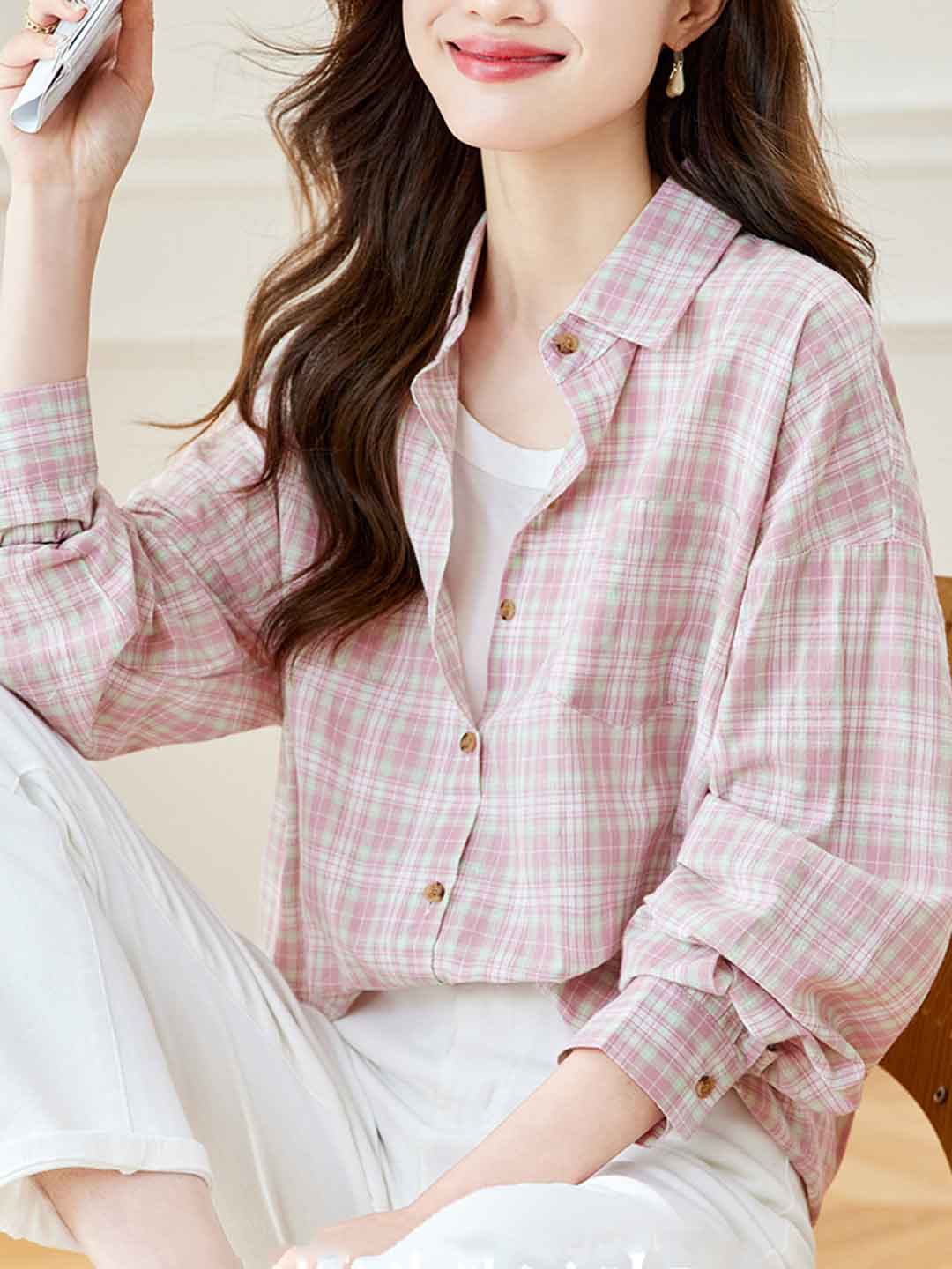 Lily Loose Lapel Plaid Shirt