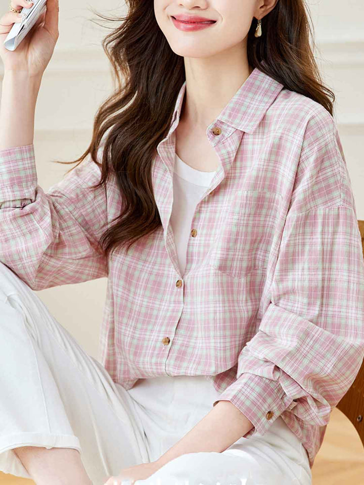 Lily Loose Lapel Plaid Shirt