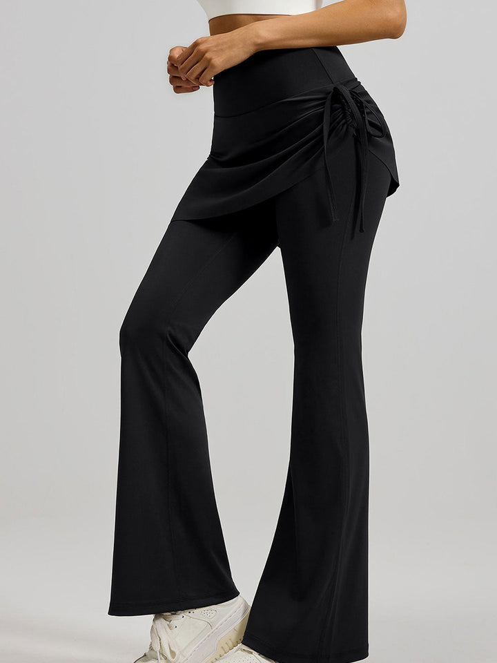 High-Waisted Mock Two-Piece Yoga Flared Pants&Skirt