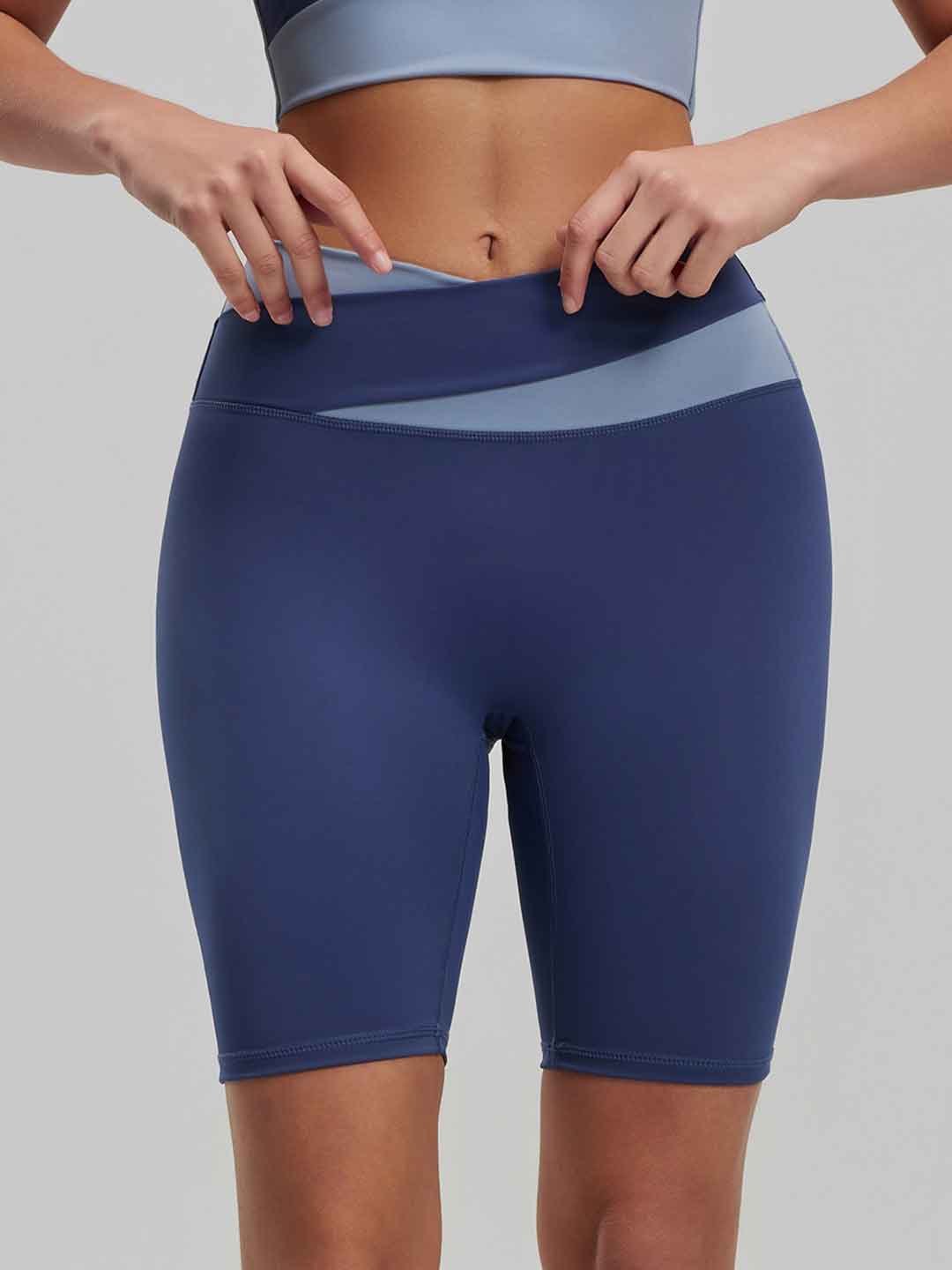 Casual Color-Blocked Yoga Shorts