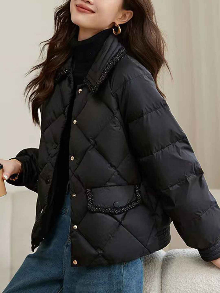 Ella Classic Lapel Diamond Tweed Winter Coat
