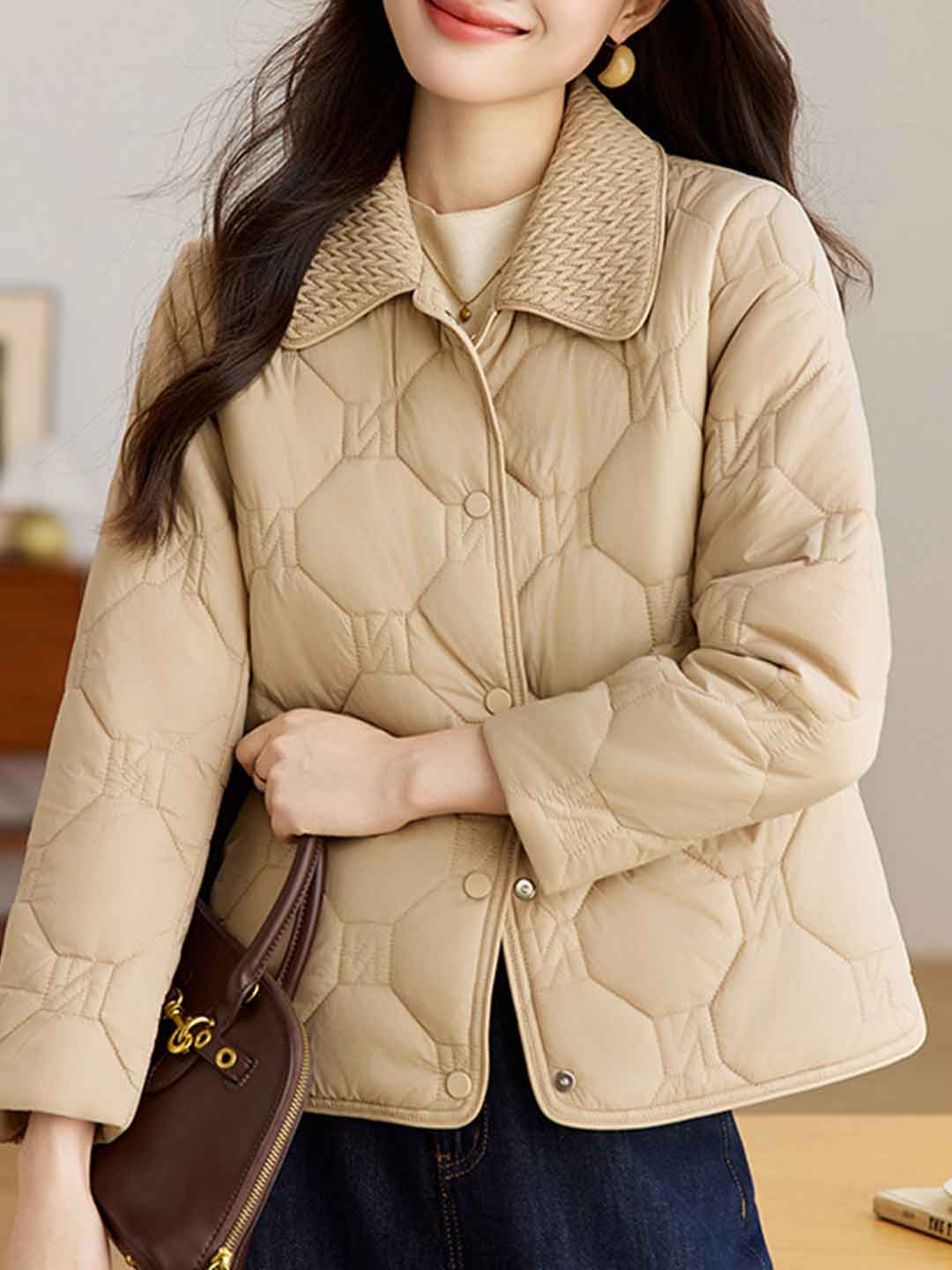Ella Classic Lapel Solid Color Cotton Coat