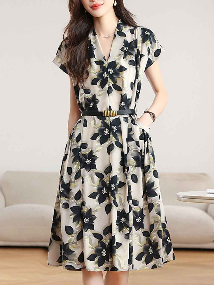Ava Loose V-neck Chiffon A-line Dress