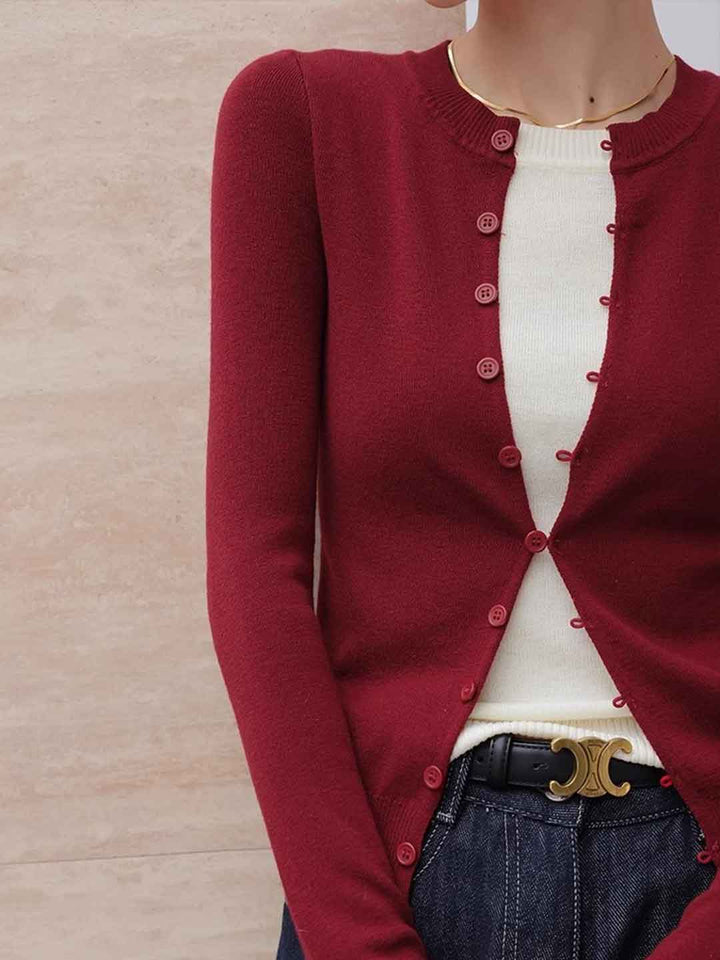 Hannah Slim Crew Neck Mock Two-Piece Knitted Cardigan